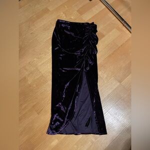 Wayf NEW Deep Purple Asymmetrical Velvet Skirt